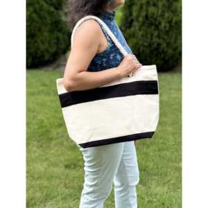 Sac fourre-tout en corde nautique rouge grande capacité, résistant à l'eau, doublure en toile de jute, polyester, fermeture éclair portable, sacs toutes saisons - Product Image 5