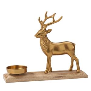 Portavelas de Aluminio Dorado con Forma de Reno, Estilo Moderno, Hecho a Mano, para Decoración del Hogar, Decoración Festiva de Mesa Navideña y Regalo - Product Image 1