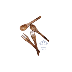2024 JUEGO DE VAJILLA CUCHARILLA DE COCO JUEGO DE UTENSILIOS DE TENEDOR CUCHARA GRABADA DE LOTO AZUL VIET NAM FORM LOVER COCINA - Product Image 1