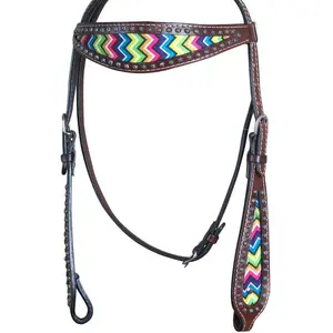 MELHOR COMPRAR CAVALO EQUESTRIANO FAREIRA OCIDENTAL PERSONALIZADO VT FLORES RIVET DE COURO ESTUDIDO CAVALO FAREIRO RAINBOW HALTER BULK FORNECEDOR