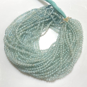 Cuentas de forma redonda Lisa aguamarina, cuentas lisas de piedras preciosas naturales, suministros de cuentas al por mayor - Product Image 1