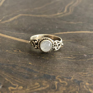 Designer Stainless Steel Moonstone <b>Ring</b> 2.9 Grams Rose & Gold Bezel Setting Trendy Fashionable Inlay Gift - Product Image 1