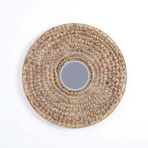Super Sale 2024! Boho Natural Braided Water Hyacinth Wall Mirror Round Mirror Wall Decor From Vietnam - Product Image 1