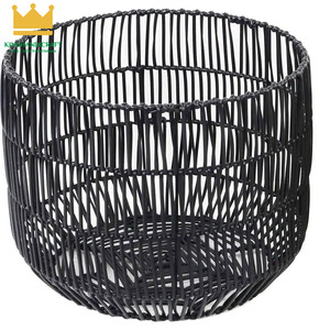 Hot Trend 2024 Black Rattan Woven <b>Basket</b> Wholesale Black Rattan Storage <b>Basket</b> <b>with</b> <b>Handles</b> Handmade From Vietnam - Product Image 3