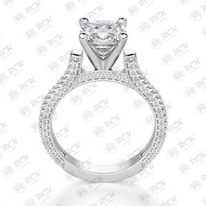 Anillo de moissanita de Halo oculto con corte de cojín de oro blanco sólido de 18 quilates para mujer 2,00 TCW para bodas o regalos - Product Image 3