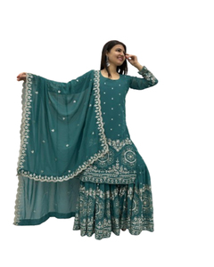 Filet traditionnel Lehengha Choli pour femmes Bollywood Indian Party-Ready Wear Lengha pour les mariages d'été Indien Pakistanais - Product Image 1