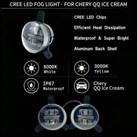 Phare antibrouillard bicolore 20W 9-30V 3000K/6000K avec faisceau de câblage J69-4499010 pour remplacement Chery QQ Ice Cream EV - Vente en gros
