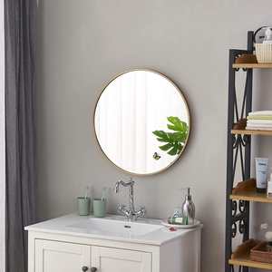 Espejos con marco de latón de forma redonda de lujo moderno, revestimiento de Metal fino, artes decorativas de pared para el hogar para boda - Product Image 3