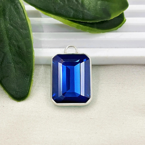 Pendentif en pierre précieuse taille émeraude 20x15mm forme octogonale en argent sterling 925 serti à la main, fournisseurs de bijoux en Inde - Product Image 3