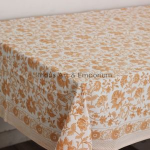 Copertina da tavolo jal in cotone indiano fatto a mano indiana stampata con blocco a mano <span class=keywords><strong>arancione</strong></span> per decorazioni per la casa - Product Image 3