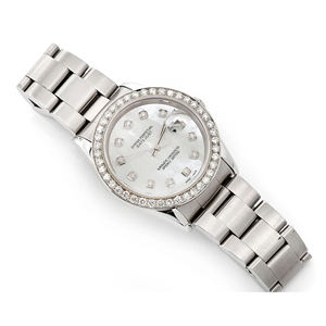 Montre de luxe en moissanite avec cadran en verre, bracelet en acier inoxydable et en or blanc/or jaune, mouvement ETA - Product Image 3