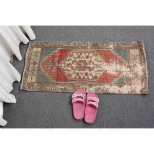 Tapis Vintage Rouge Vert 1,4x2,9 pieds Tapis Turcs - Product Image 5