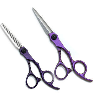 6 pouces violet poignée 440c ciseaux de coiffure en acier inoxydable Design de mode beauté barbier cheveux ciseaux - Product Image 1