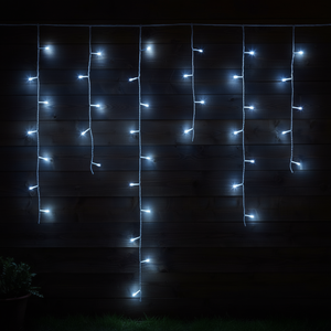 White Christmas Light <b>Curtain</b> with 182 Cold LED Lights 8 Light Games IP44 33184 Per Lot 5.04+4m Length - Product Image 3