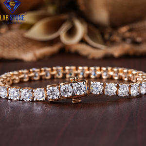 26.00 TDW Bracelet de tennis en diamant taillé rond en or jaune 18 carats certifié IGI Style classique pour cadeau de fête de fiançailles de mariage - Product Image 2