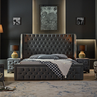 Juego de Dormitorio King-Size de Estilo Europeo Moderno con Colchón Confortable y Estructura de Cama de Diseño Moderno para Apartamento y Oficina en Casa