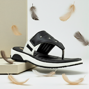 <b>Black</b> Casual Leather Slippers Lightweight Closed-Toe Indoor and Outdoor Insole Features <b>Felt</b> Plastic Cotton Model 614 BK - Product Image 2