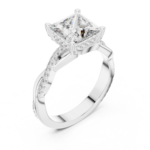 Custom 14K White Gold Rhodium Plated Engagement Anniversary <b>Ring</b> Princess Cut Lab Diamond VS1 Clarity Prong Setting Professional - Product Image 2