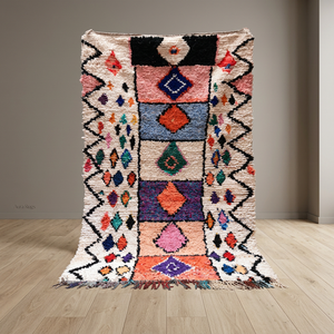 Alfombra Tribal Marroquí Kilim Berber de Lana para Sala de Estar, Venta al por Mayor, Hecha a Mano, Patrón Geométrico, Pelo Bajo, Jute Mediano - Product Image 2