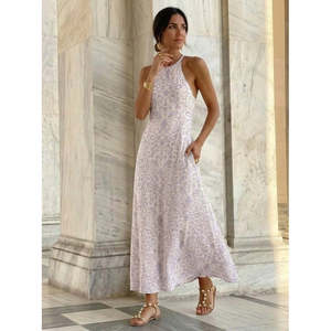 Vestido Maxi de Punto sin Mangas con Cuello Halter y Detalle de Hombro Descubierto para Mujer, Estilo Casual de Verano, Marca Jane's - Product Image 2