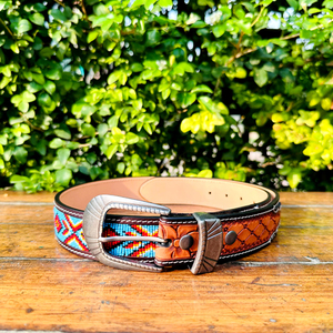 Ceinture en cuir argentine pleine fleur unisexe faite à la main personnalisée conception de compétition d'élevage occidental perlé laiton lourd - Product Image 2
