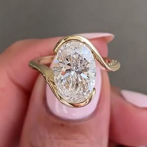 3.85Ctw Round Brilliant Cut Moissanite <b>Vintage</b> Women's Luxurious Engagement <b>Ring</b> in Solid 14K Yellow <b>Gold</b> - Product Image 5