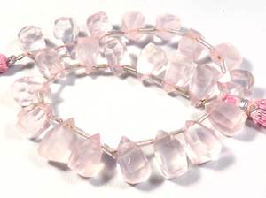 Perles de pierre précieuse en quartz rose naturel, brin de 8 pouces, forme de larme, facettées, 10,5-13 mm, perles en vrac pour bijoux - Product Image 4