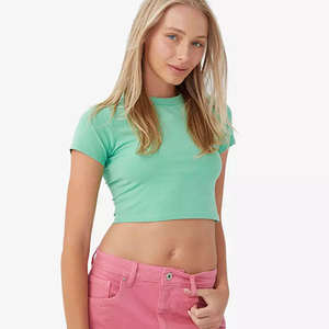 Prix de gros été uni court crop top pour femmes/pas cher prix dernière conception ras du cou femmes crop top - Product Image 3