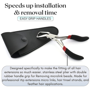 Alicates con mango de goma doble Alicates de extensión Abrazaderas Alicates de extensión de cabello Herramienta de abridor de anillo Acero inoxidable - Product Image 5