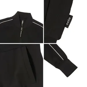 Women's Cropped Athletic <b>Jacket</b> Retro Stripe Sleeve Zip Up Lightweight Stretch <b>Jacket</b> for <b>Yoga</b> and Pilates Gym Top - Product Image 6