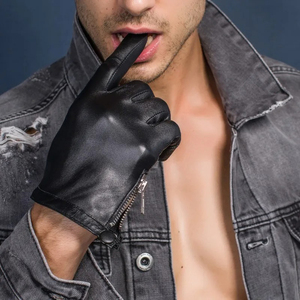 High Quality Men's Genuine Sheepskin Leather Full-<b>Finger</b> <b>Gloves</b> Autumn Winter Warm Touch Screen <b>Gloves</b> Printed Plain Daily Use - Product Image 4