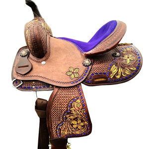 ADEEFA, calidad superior, marrón, hecho a mano, cuero labrado, sillín de resistencia occidental, asiento suave, barril de árbol de plástico, equipo de equitación - Product Image 1