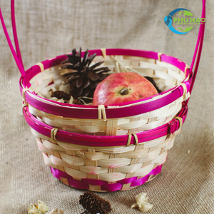 Petit et grand panier décoratif de Pâques paniers en bambou avec doublure en coton du Vietnam panier de vacances fait à la main - Product Image 6