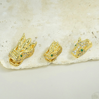 Femmes bricolage en laiton zircone cubique entretoise Micro Pave léopard tête charmes Cz perles pour la fabrication de bijoux accessoires résultats vente en gros