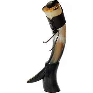 Drinking Viking Most Quality Buffalo Horn Natural Horn Color with Metal <b>Stand</b> Hand Made Polished Cheap Price - Product Image 2