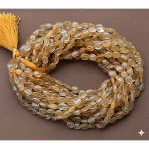 Perles ovales en citrine de 12x8 mm dorées pour la fabrication de bijoux DIY, bracelets, colliers, boucles d'oreilles - Product Image 3