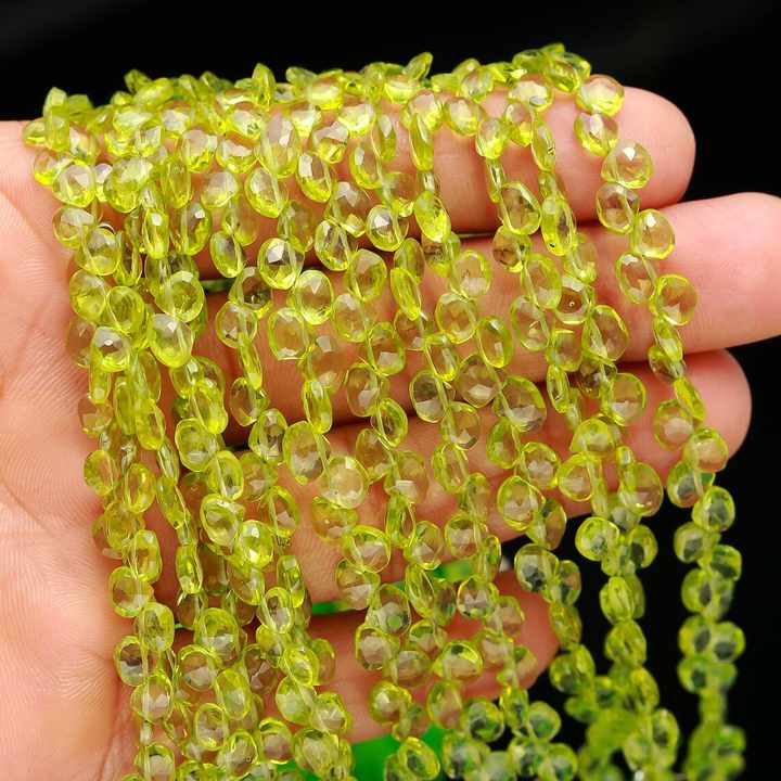 Green Peridot Faceted Pear Shape Beads Peridot Gemstone for Jewelry Making Peridot Beads Wholesaler Supplier