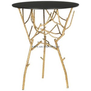 Mesa auxiliar chapada en oro de Metal de aluminio con muebles superiores de Color negro Mesa de centro decorativa para sala de estar para venta al por mayor Pice - Product Image 1