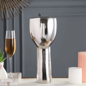 Elegante escultura de cara de Metal dorado, Decoración de mesa artística contemporánea, pieza de declaración moderna de lujo única - Product Image 2