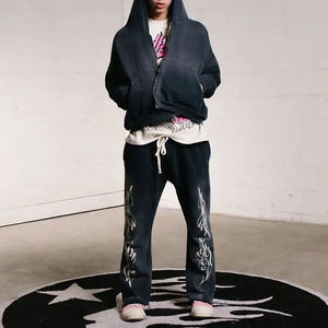 OEM de alta calidad de peso pesado Vintage Color sólido Sun Fade OEM personalizado impresión pantalones Streetwear francés Terry Flare pantalones de chándal - Product Image 6