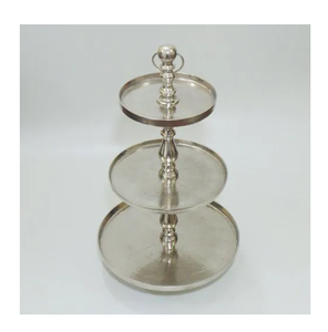แท่นวางเค้ก2ชั้นอลูมิเนียมทรงกลมสำหรับตกแต่งเค้กหรูหรา - Product Image 4