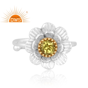 Best Selling Fine Sterling Silver Natural <b>Peridot</b> Gemstone Floral Design <b>Ring</b> Jewelry For Women Gift For Her - Product Image 2