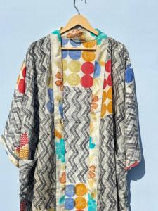 Kimono de seda hecho a mano indio de estilo Vintage para mujer, ropa informal para salón de playa, suministro ODM, ropa musulmana tradicional - Product Image 3