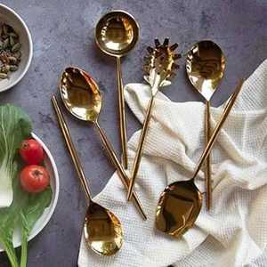 Ensemble de couverts en métal argenté en acier inoxydable Ustensiles décoratifs pour la cuisine et l'hôtel Fabriqués en acier miroir - Product Image 2