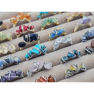 Bohemia Style Gold-Plated Alloy <b>Rings</b> Natural Stone Gemstone Jewelry - Product Image 2