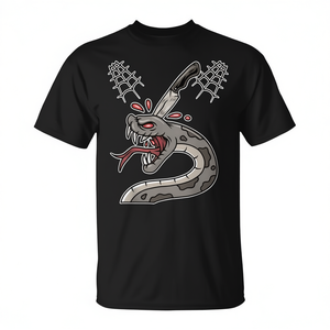 T-shirt Knife Collector Snake nera, maglietta grafica unisex per adulti - Product Image 2