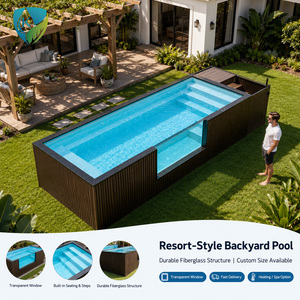 Nouvelle Conception Grande <span class=keywords><strong>Piscine</strong></span> <span class=keywords><strong>Jacuzzi</strong></span> Chauffée de Luxe pour Enfants, Spa de Nage Extérieur Préfabriqué en Fibre de Verre, Conteneur d'Expédition - Product Image 4