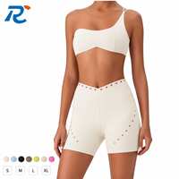 Ensemble de sport pour femme, soutien-gorge asymétrique et short taille haute à découpe triangulaire, tenue de yoga en nylon et élasthanne, vêtements de sport OEM ODM