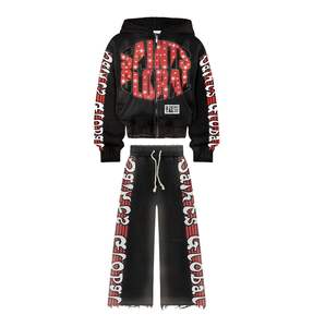 Conjunto Deportivo de Invierno Unisex de Lujo, con Capucha, Talla Grande, Material Transpirable, Pantalones con Pedrería Personalizados, Ropa de Alta Costura - Product Image 2