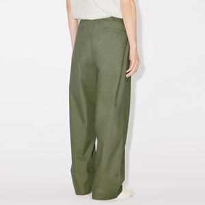 กางเกงผ้าชิโนสำหรับผู้ชายโอเวอร์ไซส์กางเกงขากว้างทรงตรงเรียบเรียบสไตล์ด้านหน้าเอวกลางสีพื้น - Product Image 6